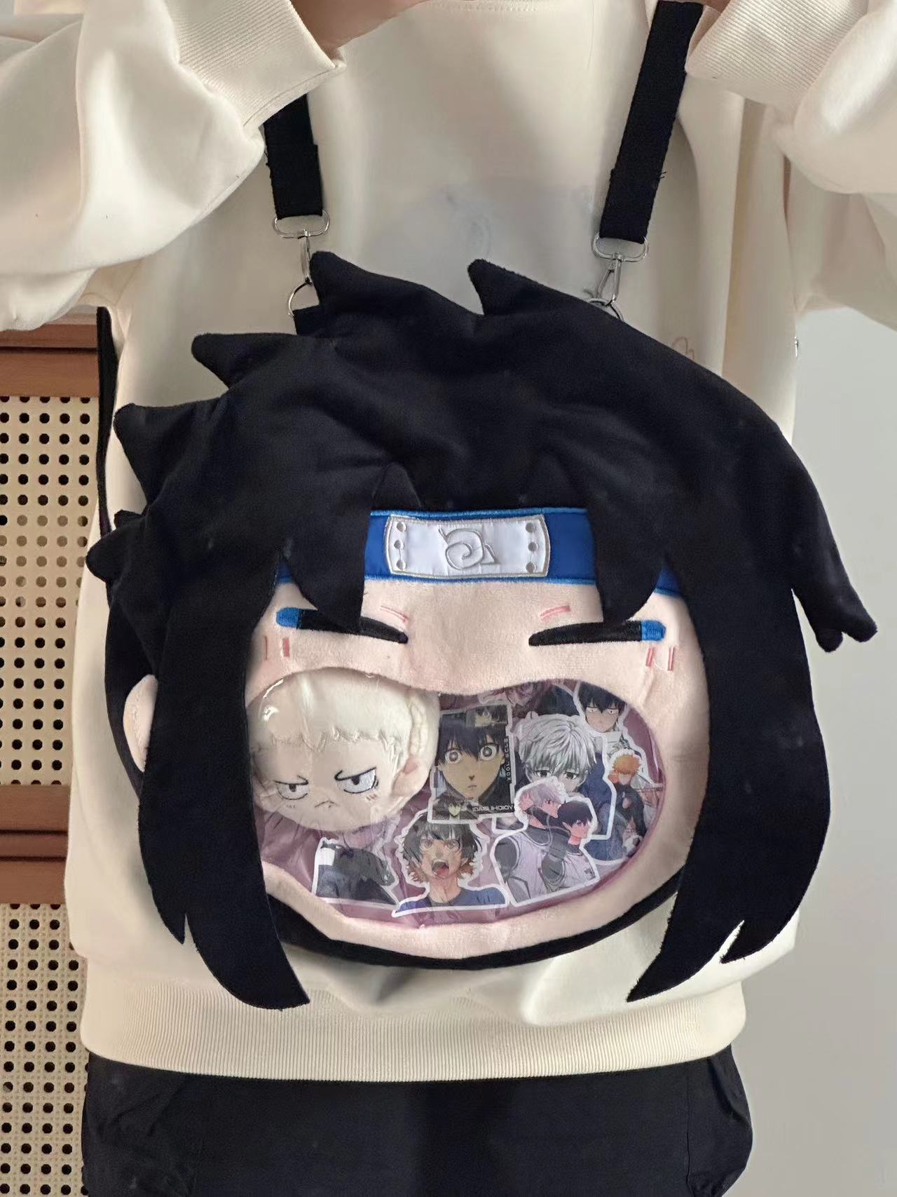 Large Naruto Sasuke Uchiha Plush ITA Backpack Bag