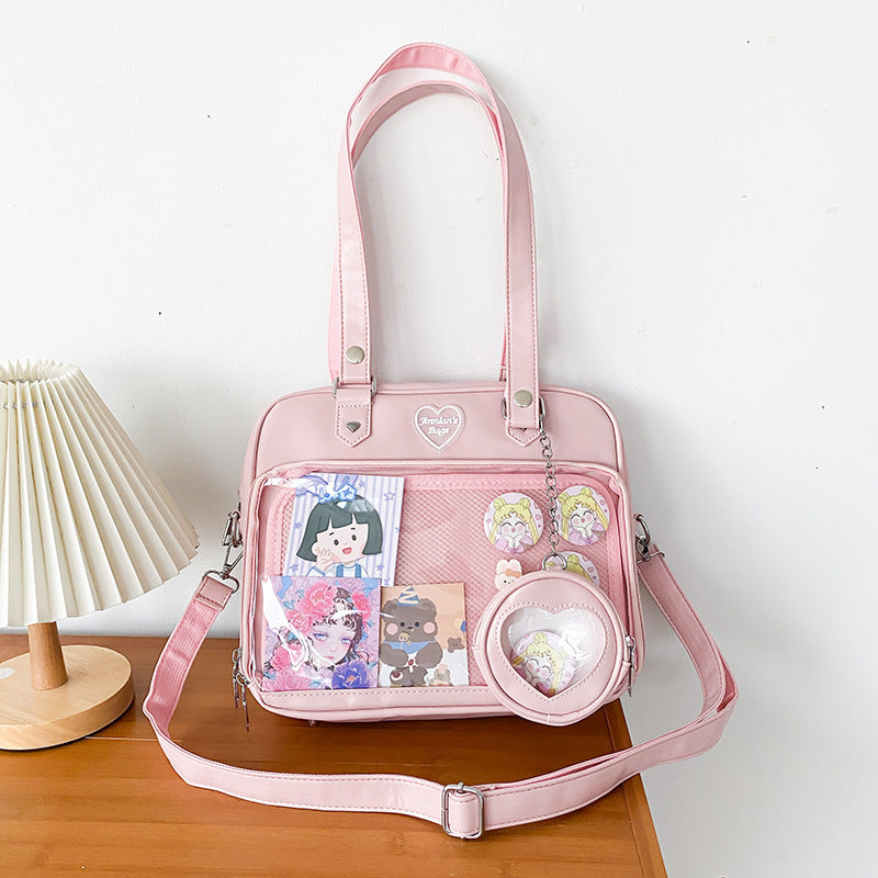 Kawaii Bag Cute Messenger ITA Bag, Kawaii cross body & shoulder bang with Kawaii heart charm kachina