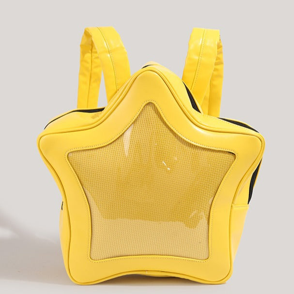 Large Yellow Star Ita Bag, backpack ITA Bag, PIN bag, Girl Backpack, Leather Flap Bag, Schoolbag, Women backpack