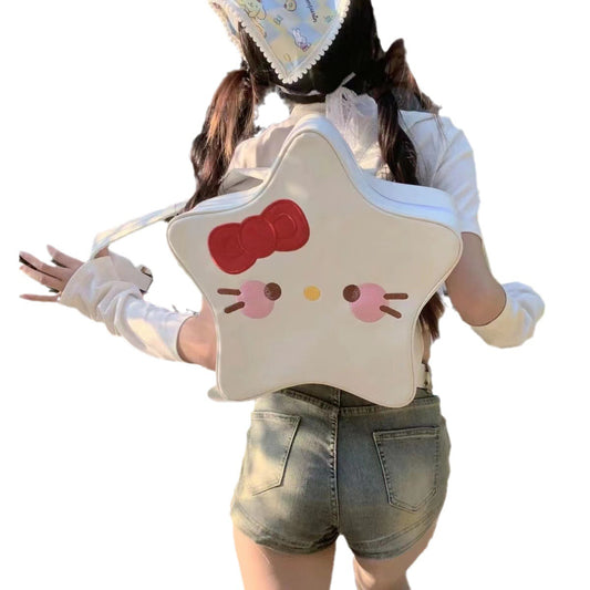 White Hellokitty Star Big Eyes Girl Backpack Y2