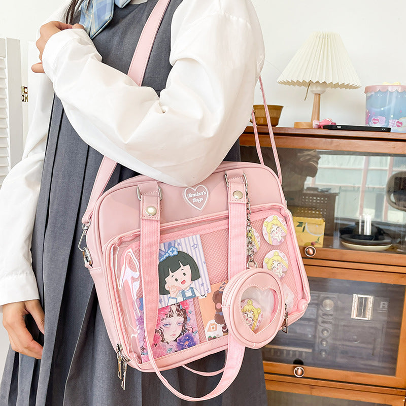 Kawaii Bag Cute Messenger ITA Bag, Kawaii cross body & shoulder bang with Kawaii heart charm kachina