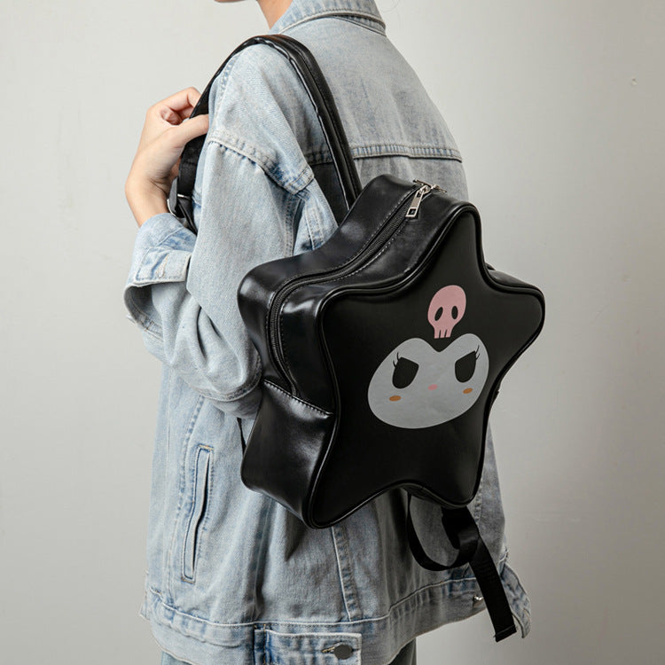 Black Kuromi Star Big Eyes Girl Backpack Y2
