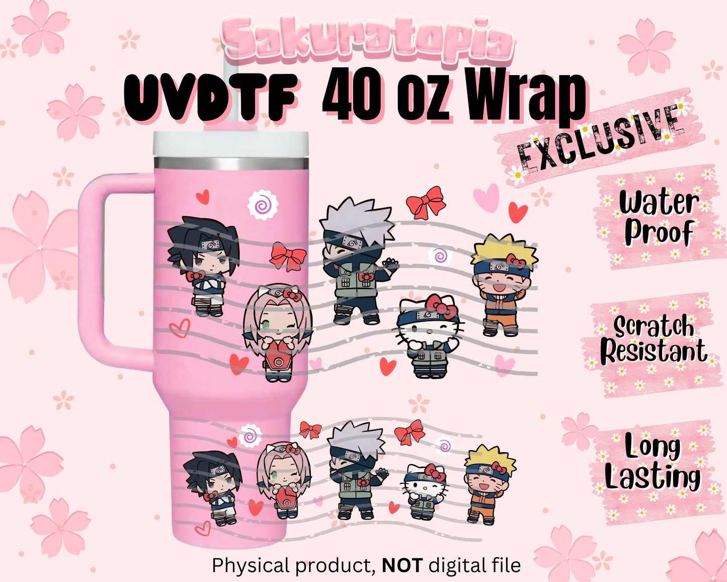 UVDTF 40oz Tumbler Naruto Anime Wrap, Ready to Use Tumbler UVDTF transfers for tumbler | Ready to Apply UVDTF wraps for 40oz tumbler