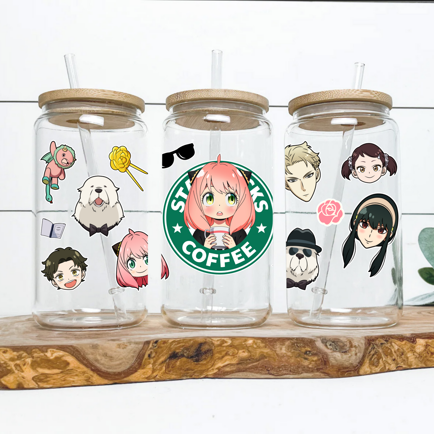 Spy X Family Anya Anime 16oz Beer Can Glass with Straw and Lid