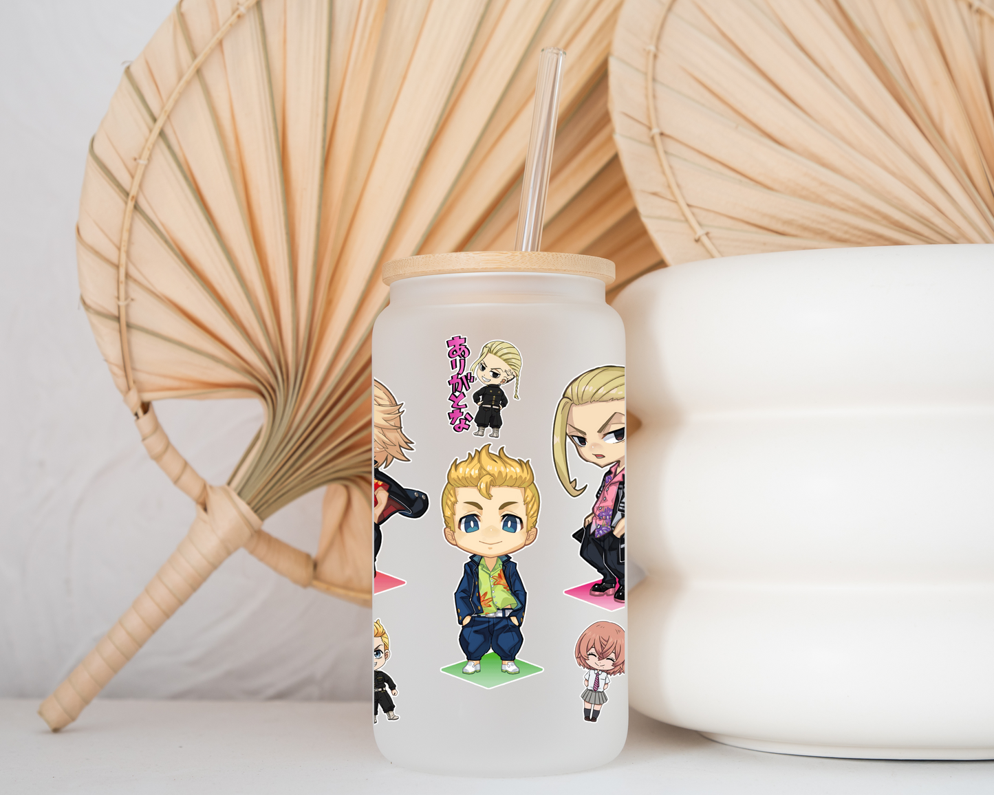 Tokyo revengers Anime 16oz Beer Can Glass with Straw and Lid