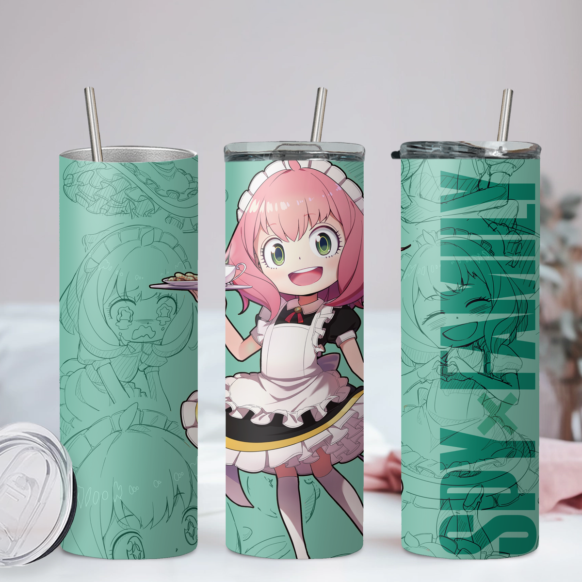 Spy X family Anya Kawaii Anime 20oz Tumbler with Straw and Lid