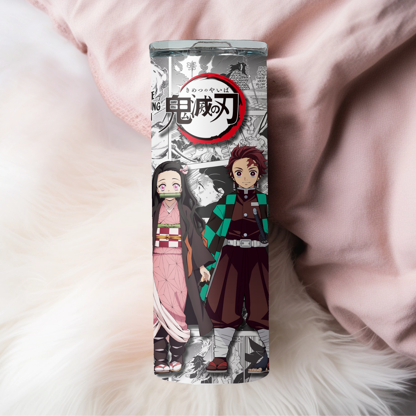 Demon Slayer Tanjiro, Nezuko, Zenitsu, Inosuke, Anime 20oz Tumbler with Straw and Lid