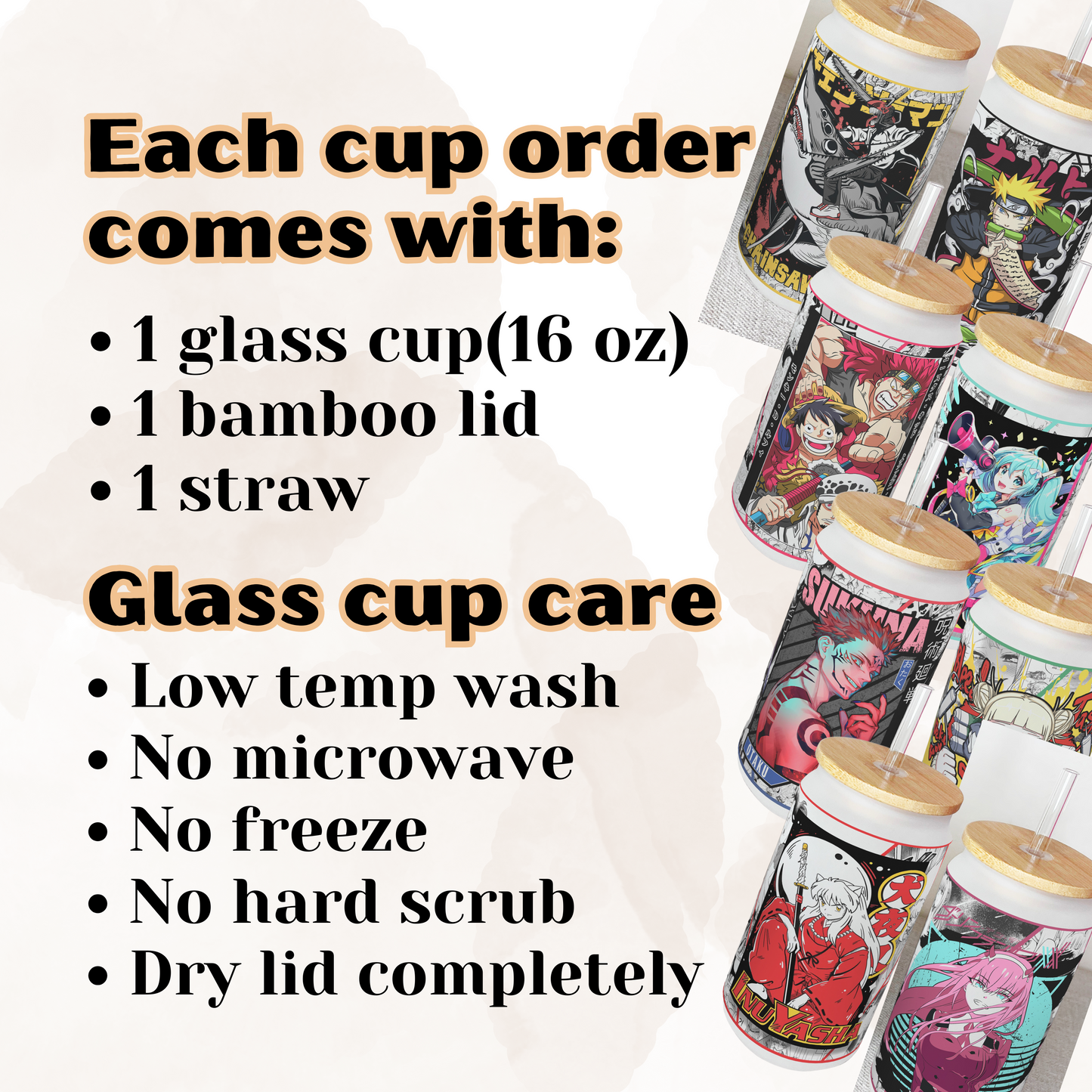 Demon Slayer Anime Matte/ Frosted Glass cup 16oz Beer Can Glass with Straw and Lid