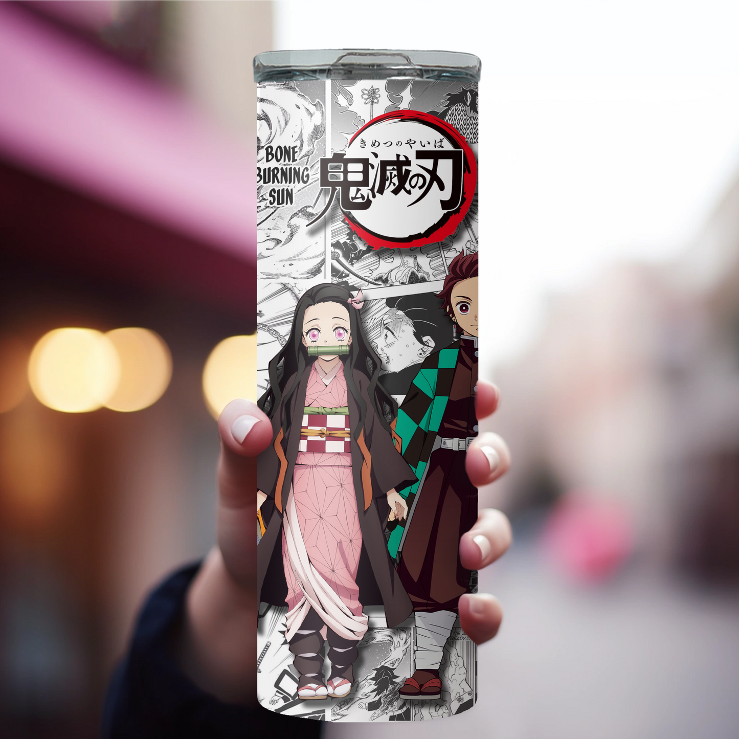 Demon Slayer Tanjiro, Nezuko, Zenitsu, Inosuke, Anime 20oz Tumbler with Straw and Lid