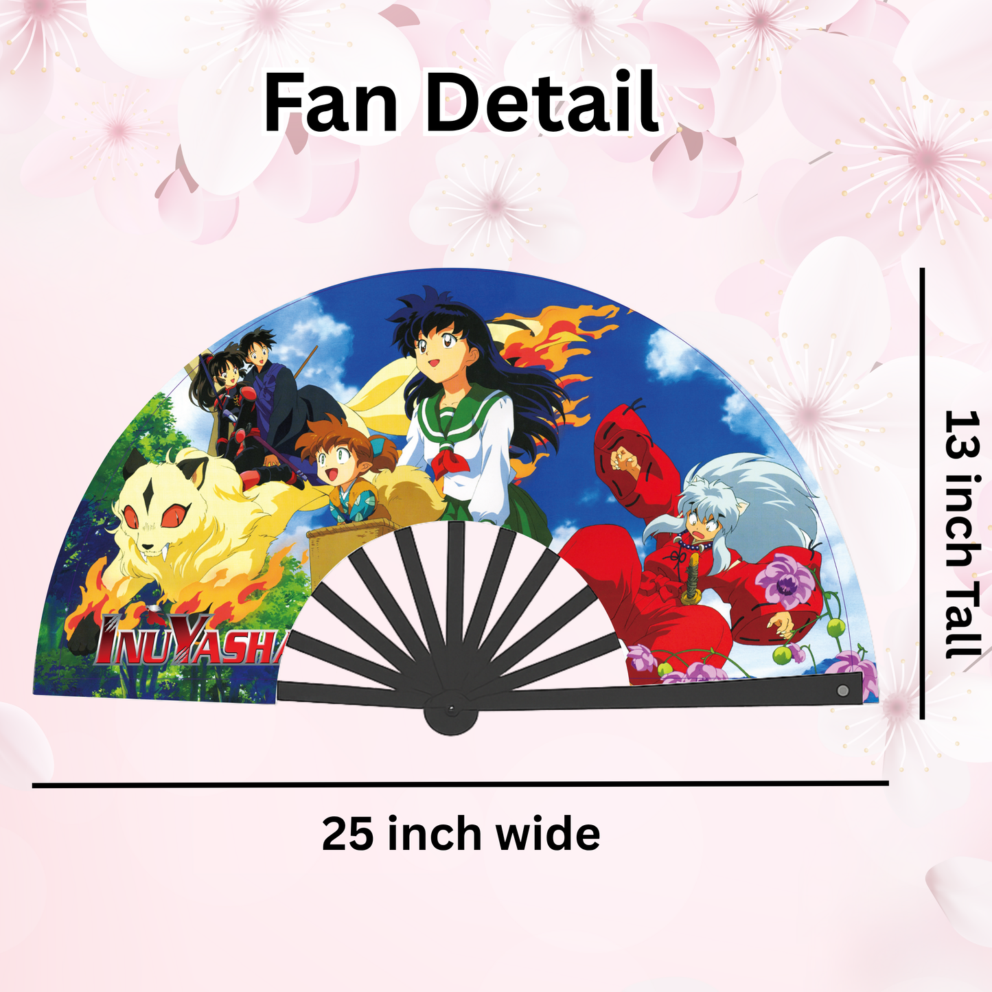 Inuyasha Anime Clack Fan, Anime Rave Clack Fan, Anime Party Clack Fan, Club fan, UV glow fan, Snap fan, festival fan, 13 inch Fan