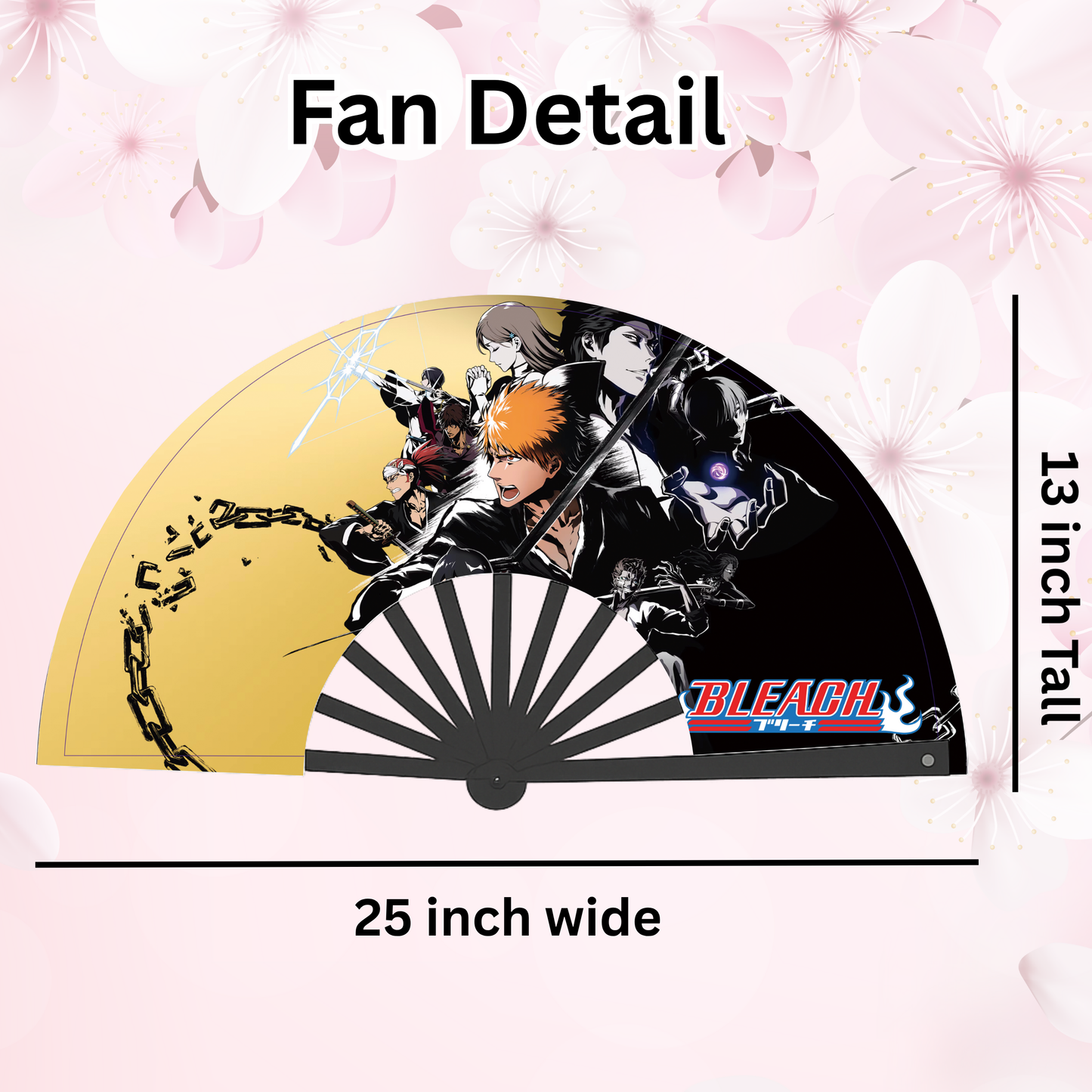 Bleach Anime Clack Fan, Anime Rave Clack Fan, Anime Party Clack Fan, Club fan, UV glow fan, Snap fan, festival fan, 13 inch Fan
