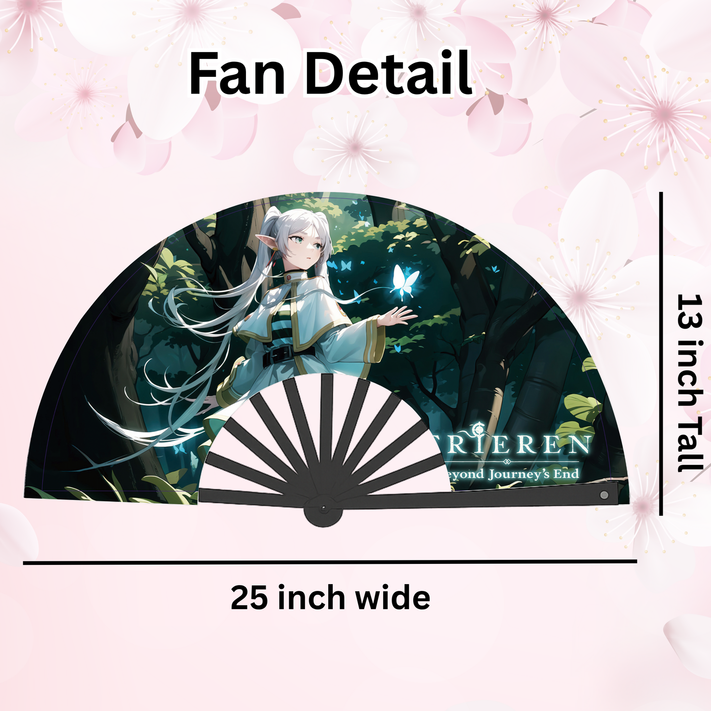 Frieren Anime Clack Fan, Anime Rave Clack Fan, Anime Party Clack Fan, Club fan, UV glow fan, Snap fan, festival fan, 13 inch Fan