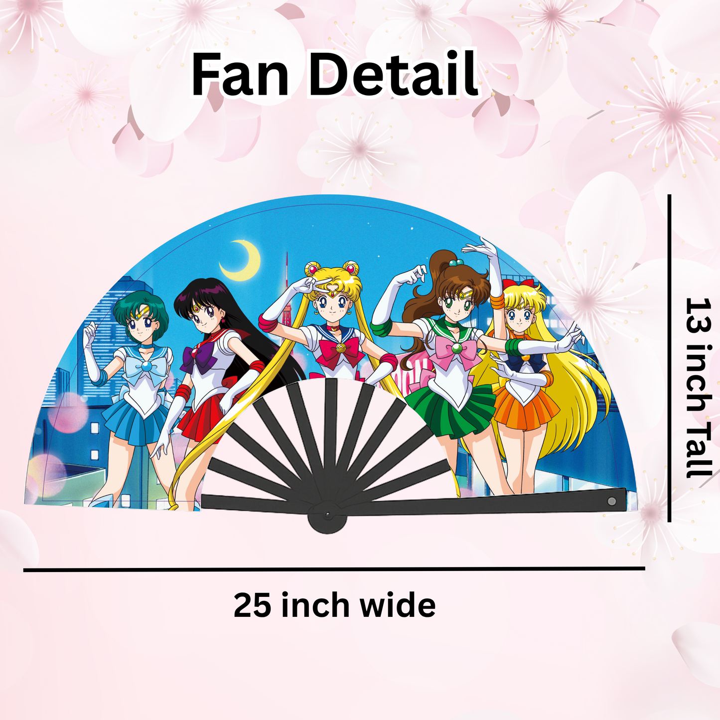 Sailor Moon Anime Clack Fan, Anime Rave Clack Fan, Anime Party Clack Fan, Club fan, UV glow fan, Snap fan, festival fan, 13 inch Fan