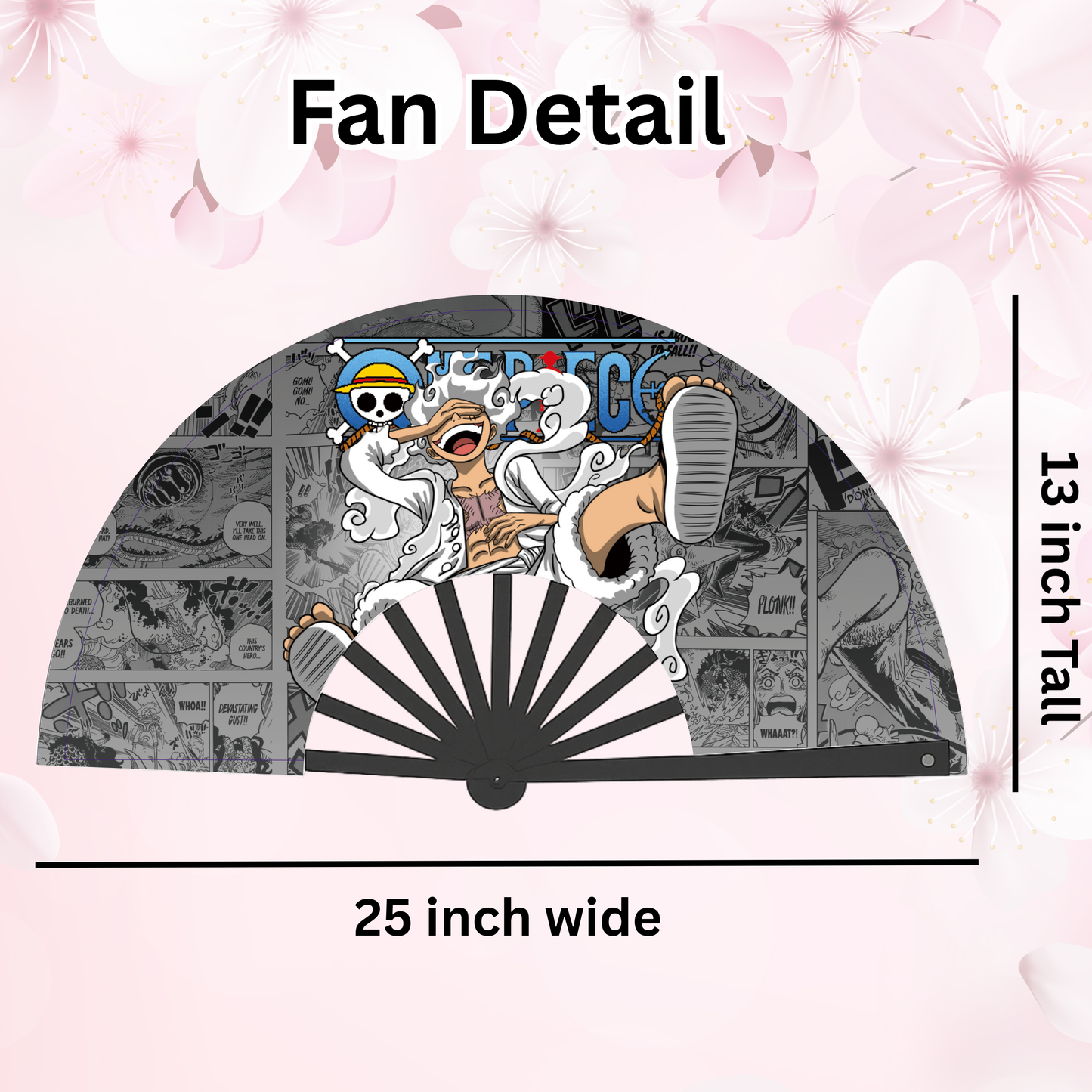 One Piece Anime Clack Fan, Anime Rave Clack Fan, Anime Party Clack Fan, Club fan, UV glow fan, Snap fan, festival fan, 13 inch Fan