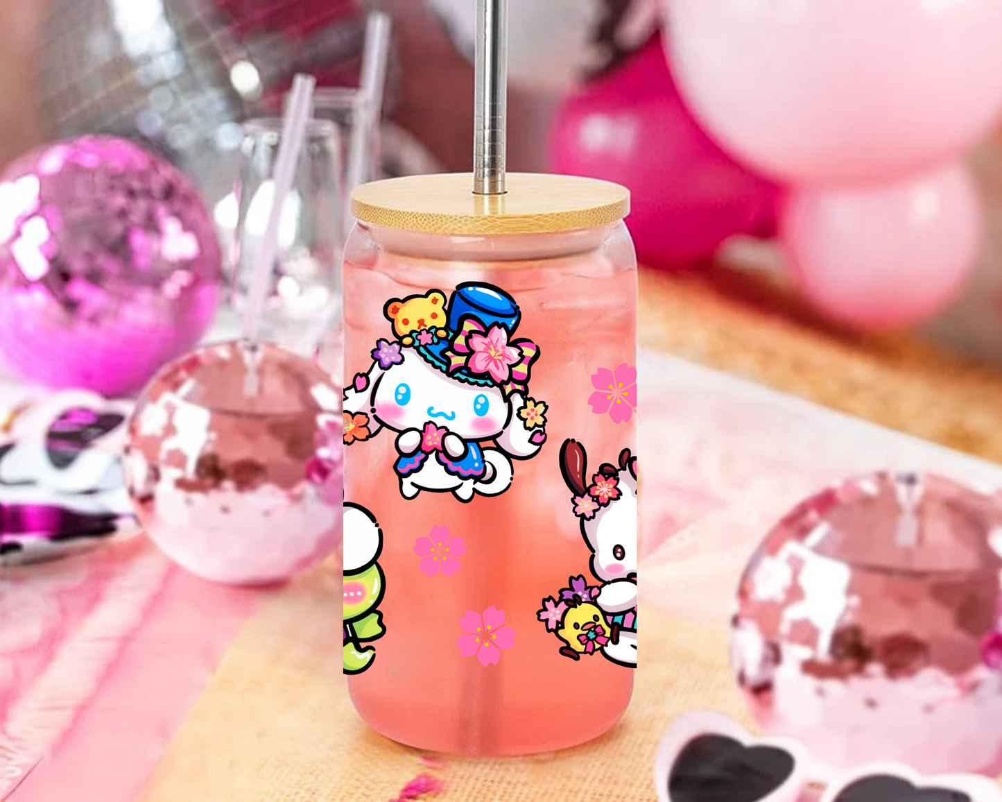 UVDTF Sanrio Anime Cup Wrap, Ready to Use Glass Cup UVDTF transfers for Glass Can | Ready to Apply UVDTF wraps for Libbey Glass