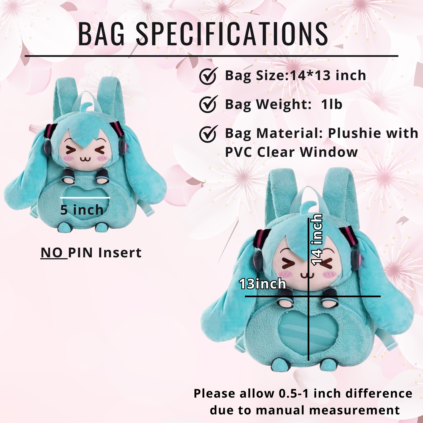 Hatsune Miku Plush ITA Backpack: Kawaii Anime ITA Backpack