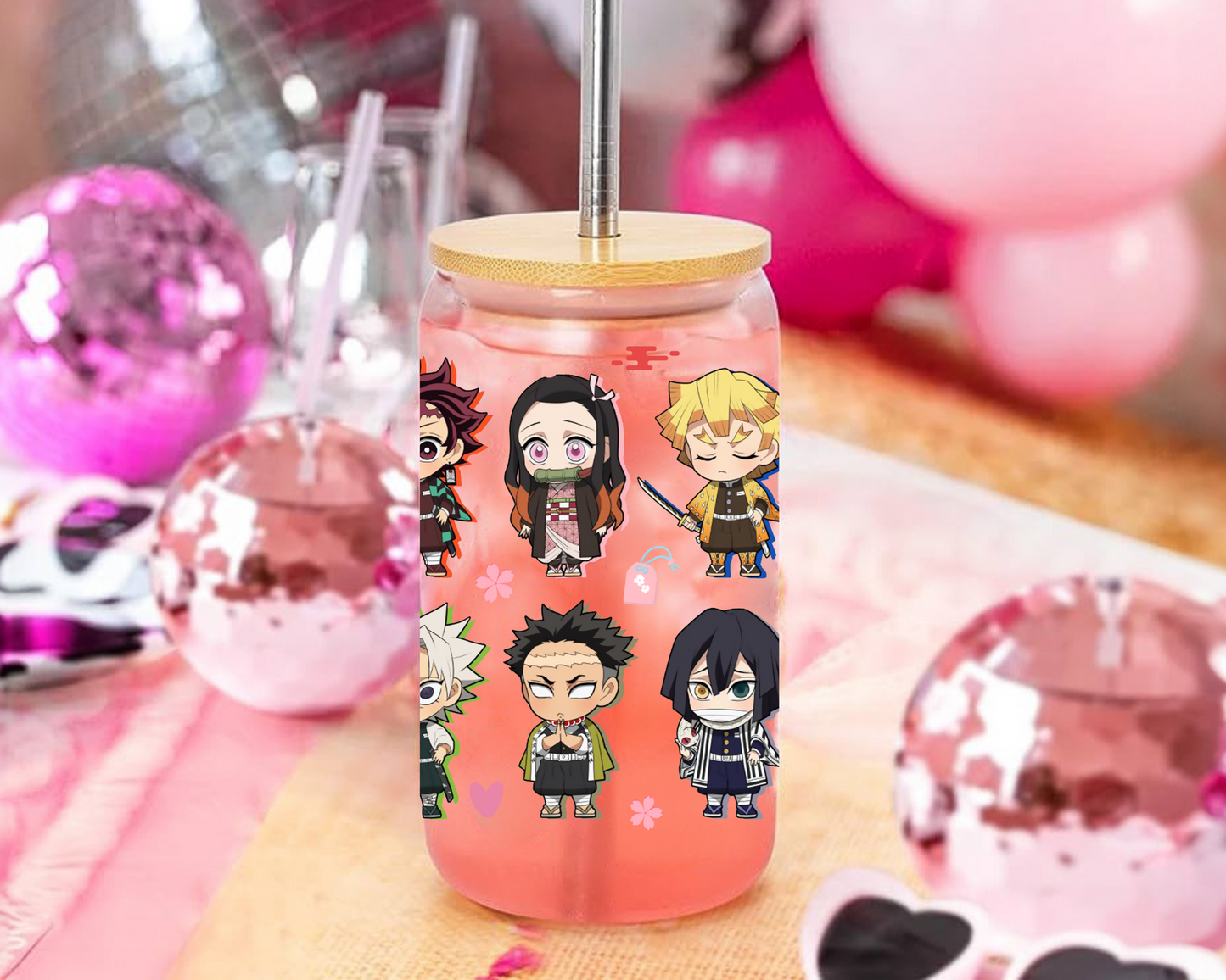UVDTF Demon Slayer Anime Cup Wrap, Ready to Use Glass Cup UVDTF transfers for Glass Can | Ready to Apply UVDTF wraps for Libbey Glass