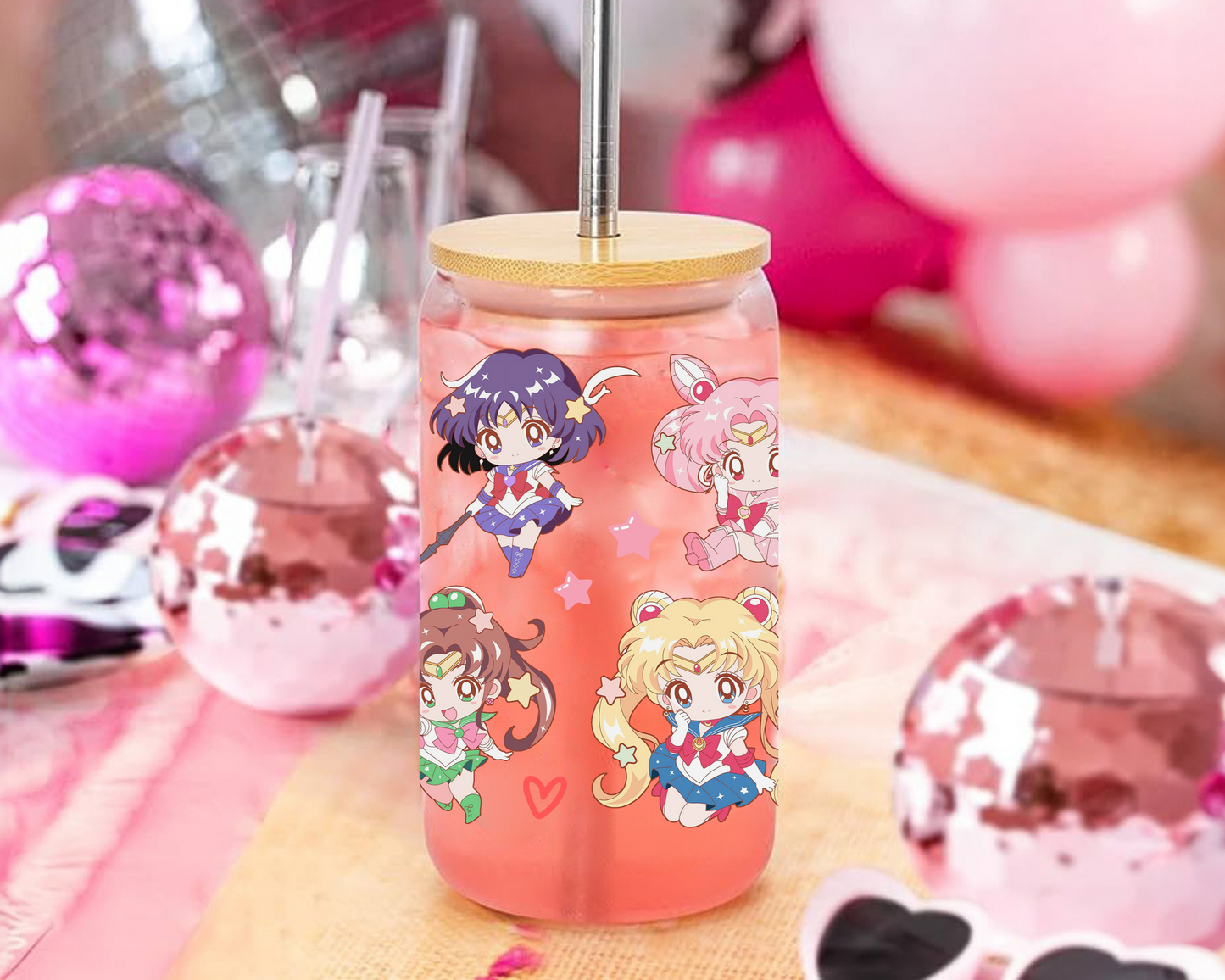 UVDTF Sailor Moon Anime Cup Wrap, Ready to Use Glass Cup UVDTF transfers for Glass Can | Ready to Apply UVDTF wraps for Libbey Glass