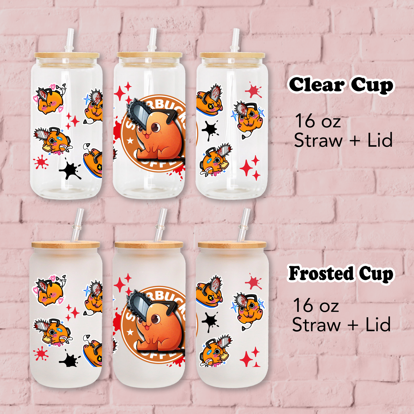 Anime 16oz Beer Can Glass with Straw and Lid