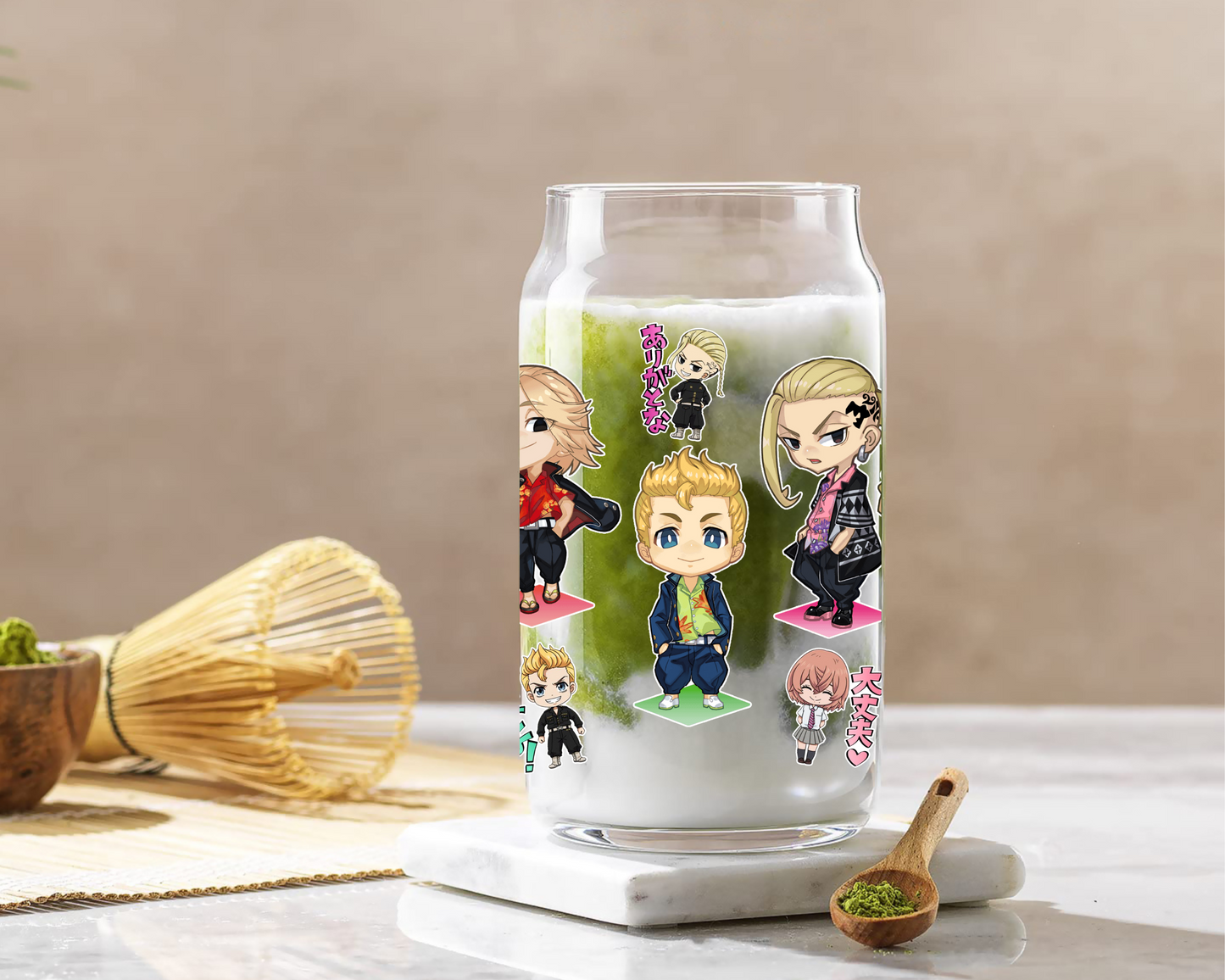 Tokyo revengers Anime 16oz Beer Can Glass with Straw and Lid