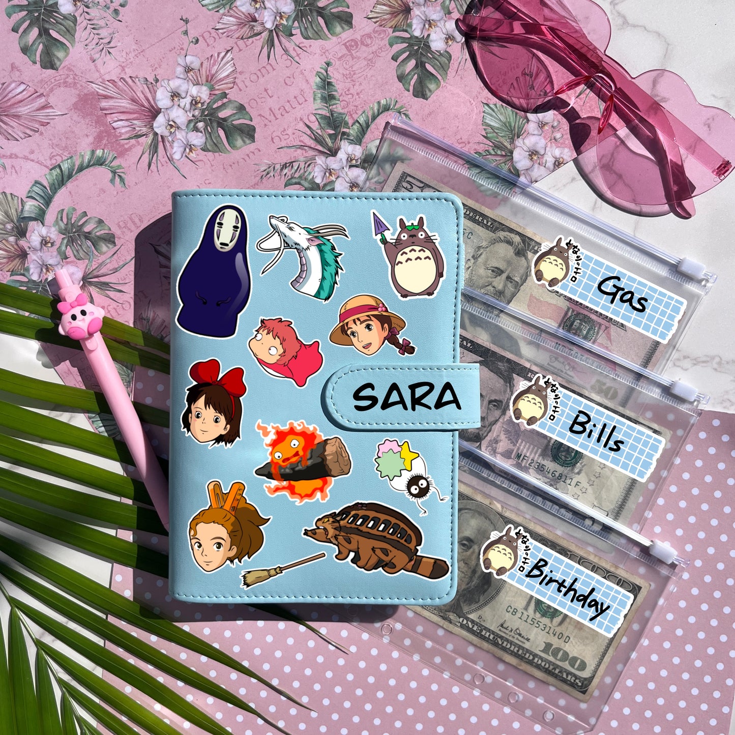 Studio Ghibli Personalized Budget Binder with cash envelopes/ label sticker