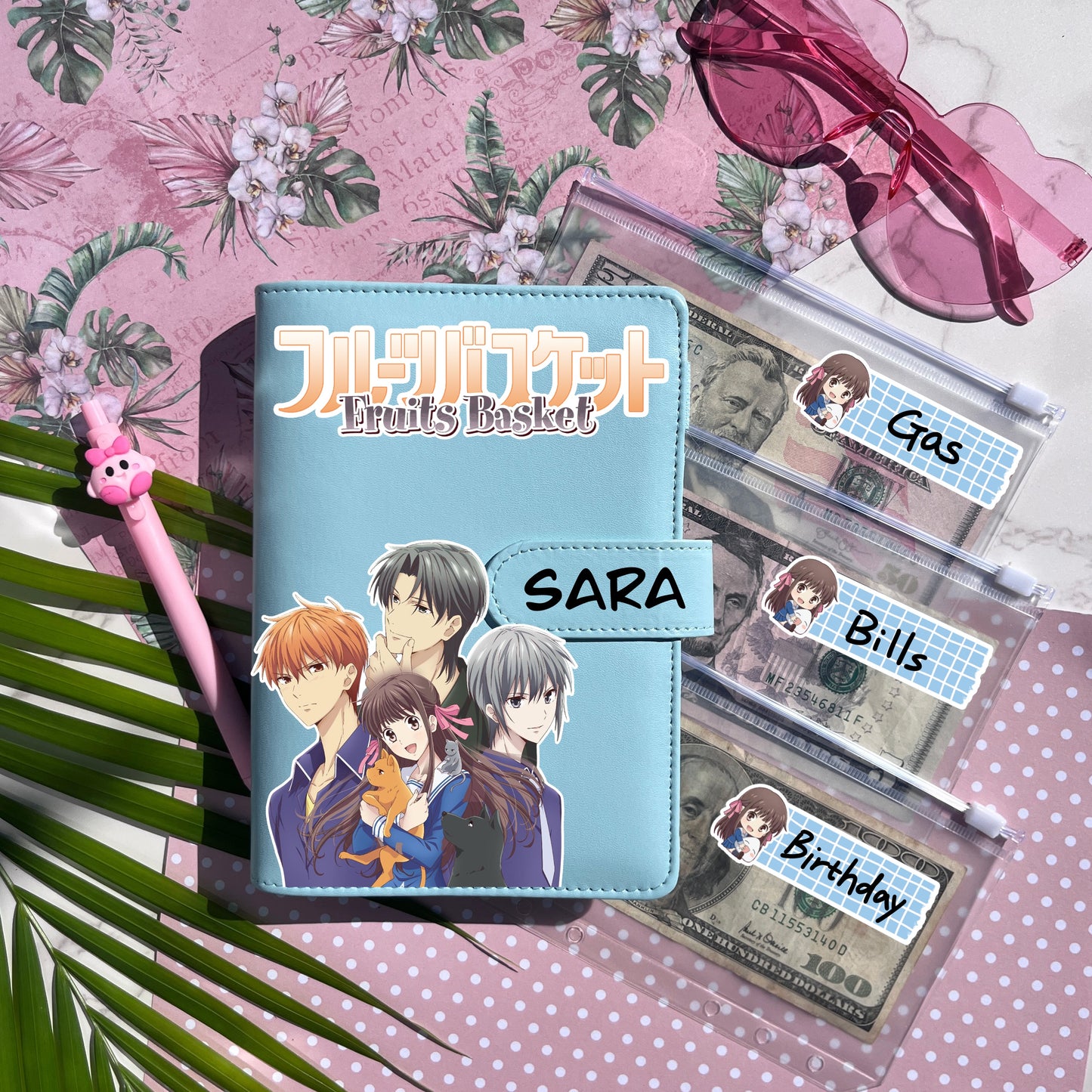 Fruit Basket Personalized Budget Binder with cash envelopes/ label sticker