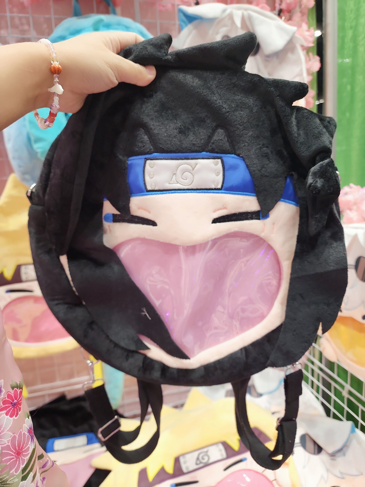 Large Naruto Sasuke Uchiha Plush ITA Backpack Bag