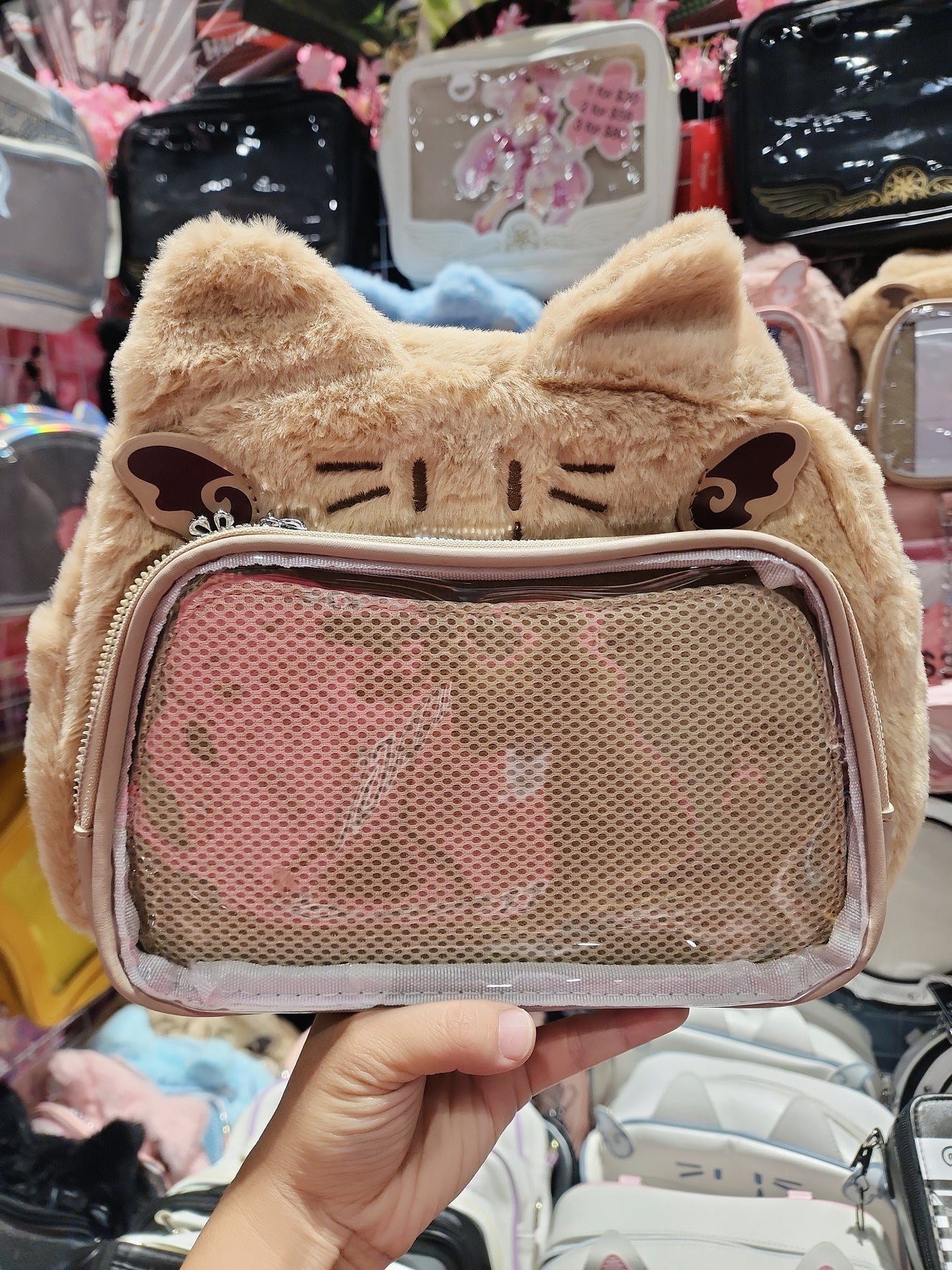 Plush Cat Ear ITA Bag, convertible Backpack & cross body Bag