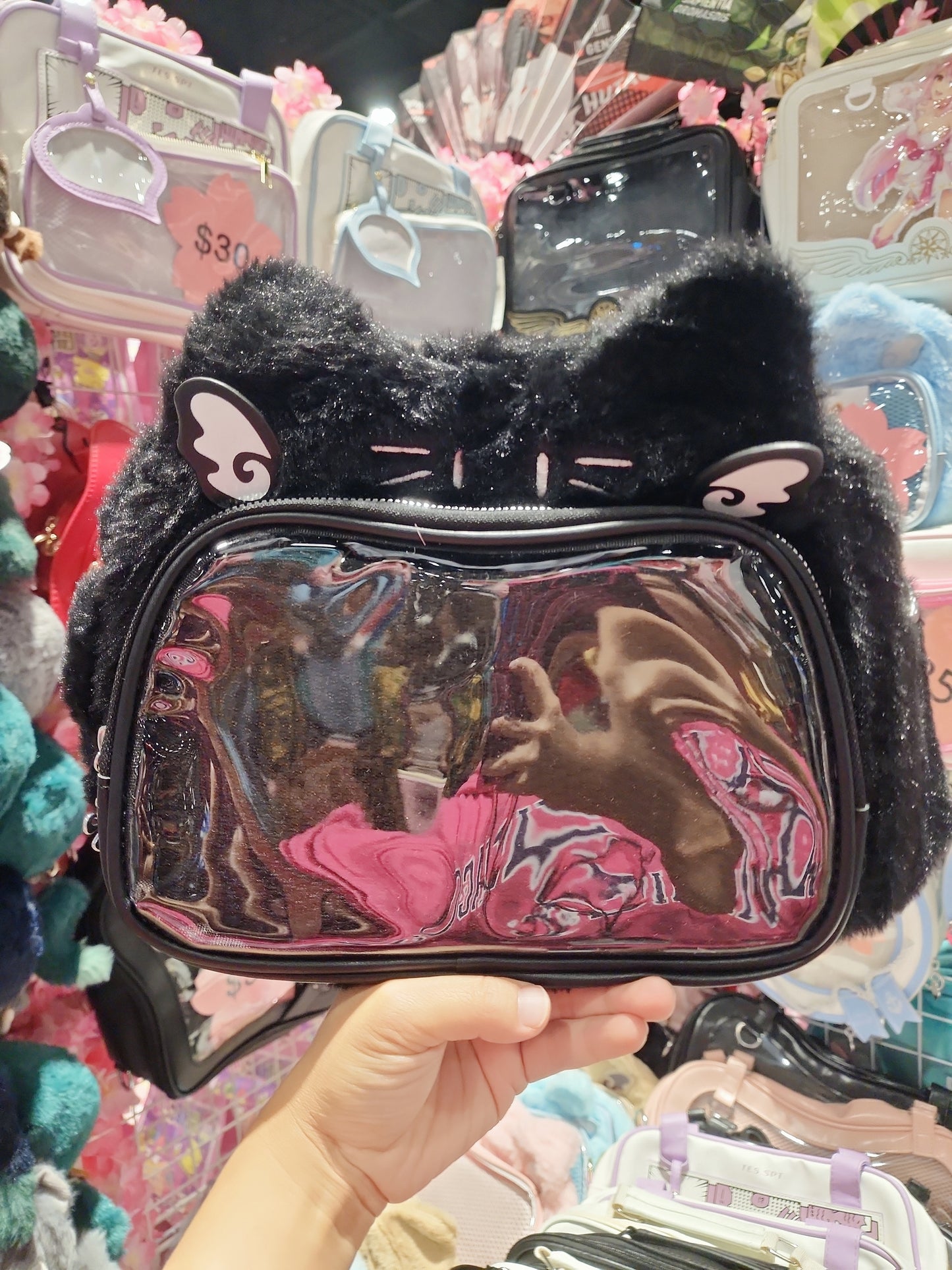 Plush Cat Ear ITA Bag, convertible Backpack & cross body Bag