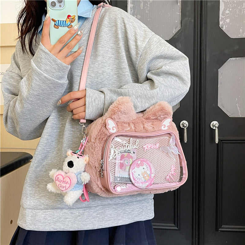 Plush Cat Ear ITA Bag, convertible Backpack & cross body Bag
