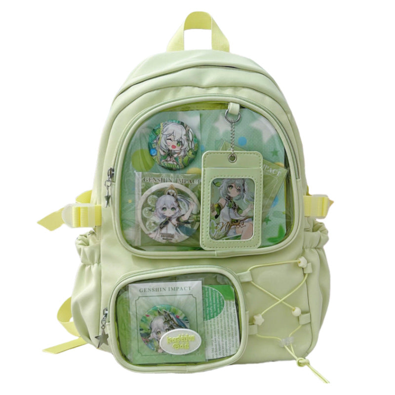 Large ita backpack with 2 clear window, ITA Backpack,enamel pin display bag,anime convention bag, clear window ita backpack, school backpack