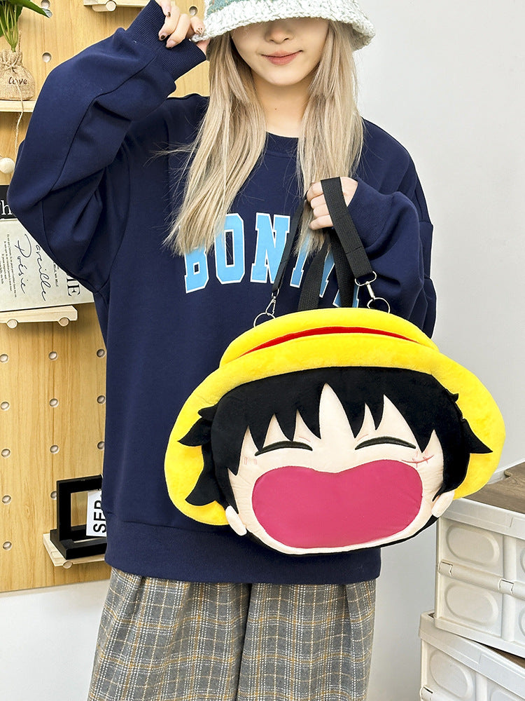 Large One Piece Luffy Plush ITA Backpack Bag