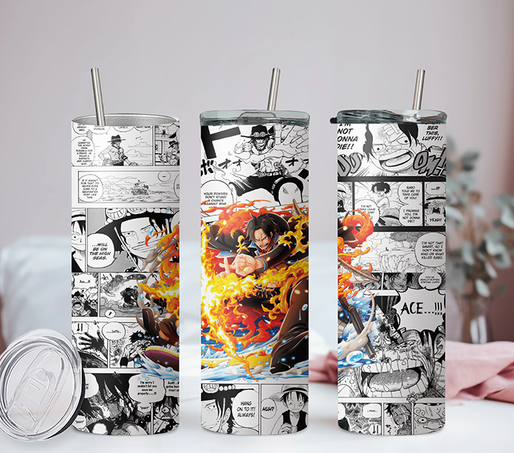 One Piece Collection Anime 20oz Tumbler with Straw and Lid