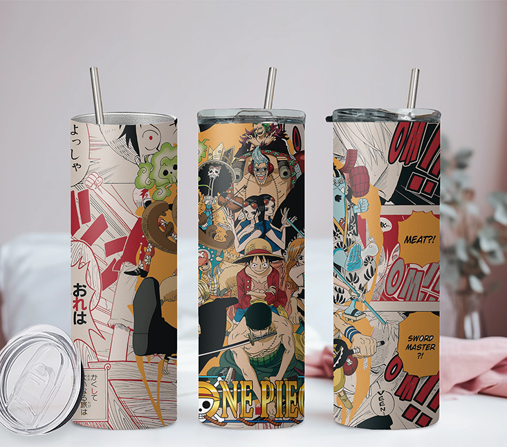 One Piece Collection Anime 20oz Tumbler with Straw and Lid