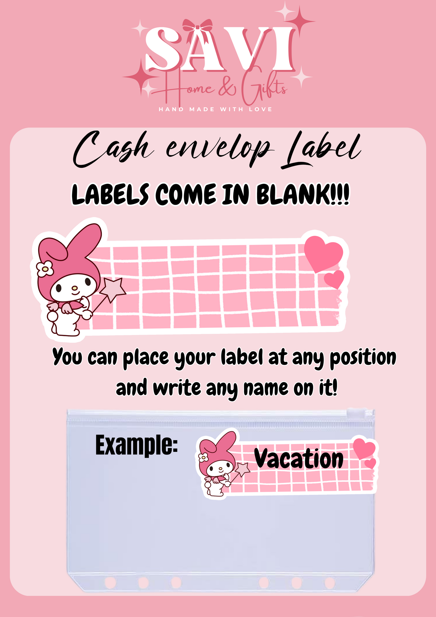 My Melody Personalized Budget Binder with cash envelopes/ label sticker