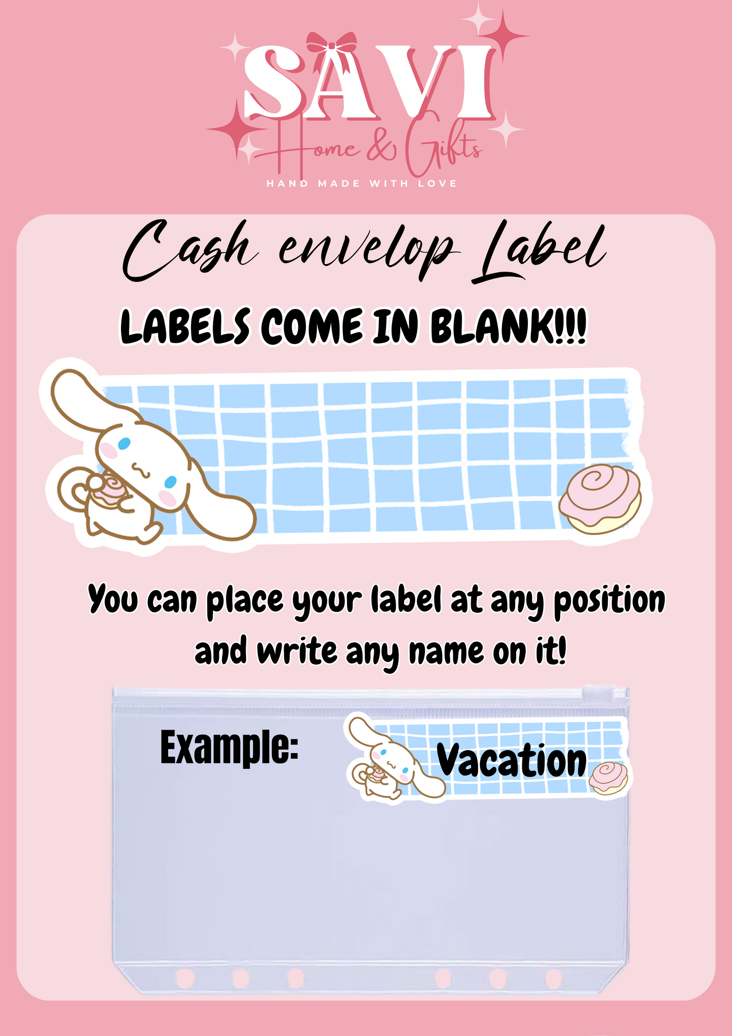 Cinnamoroll Personalized Budget Binder with cash envelopes/ label sticker