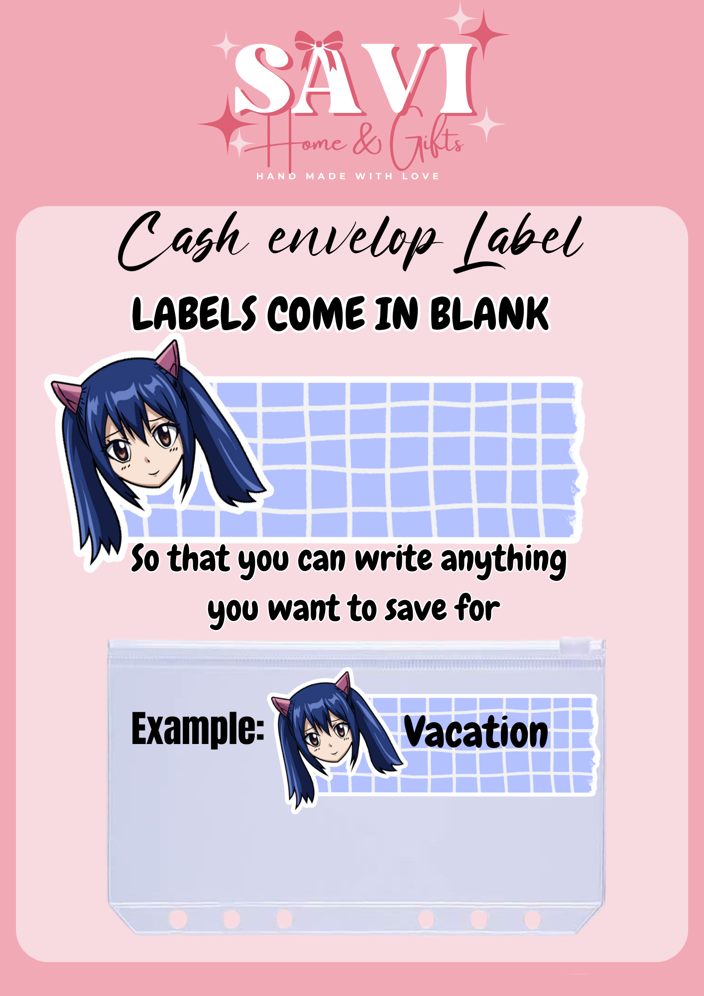 FairyTail Personalized Budget Binder with cash envelopes/ label sticker