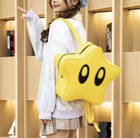 Yellow Star Big Eyes Girl Backpack Y2