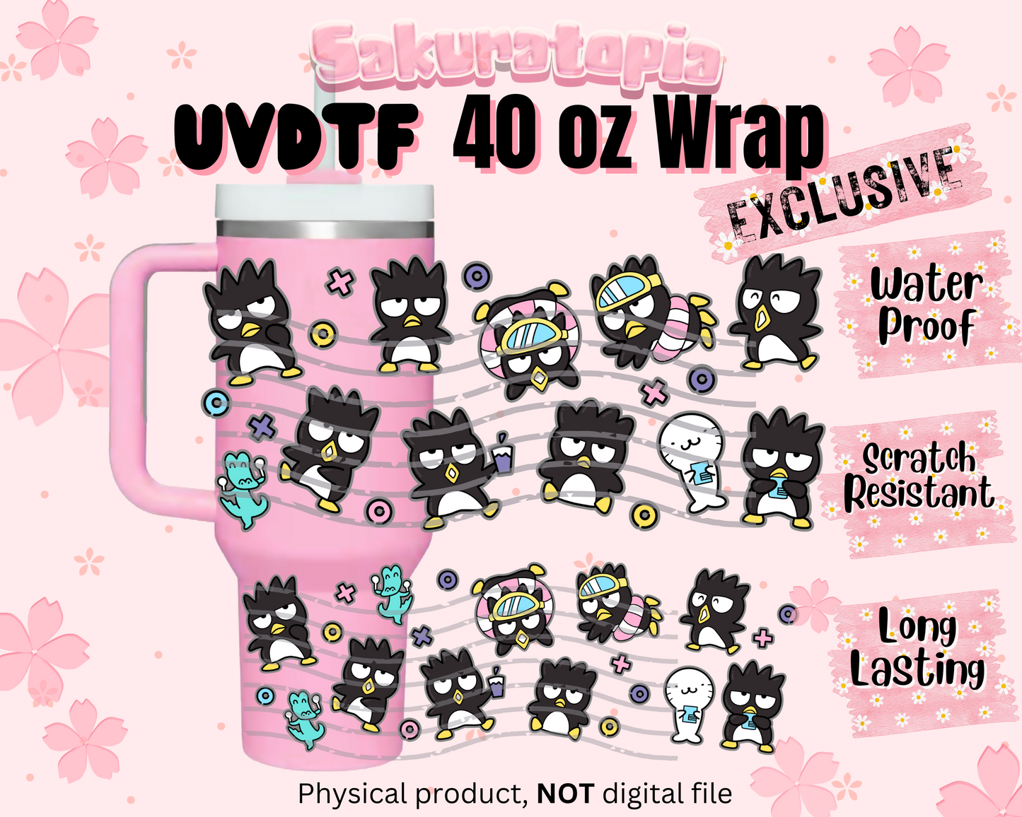 UVDTF 40oz Sanrio Tumbler Anime Wrap, Ready to Use Tumbler UVDTF transfers for tumbler | Ready to Apply UVDTF wraps for 40oz tumbler