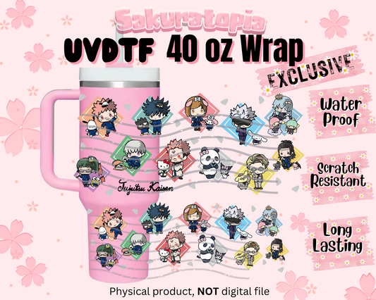 UVDTF 40oz Tumbler jujutsu kaisen Anime Wrap, Ready to Use Tumbler UVDTF transfers for tumbler | Ready to Apply UVDTF wraps for 40oz tumbler