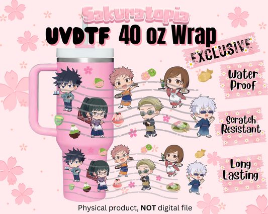 UVDTF 40oz Tumbler jujutsu kaisen Anime Wrap, Ready to Use Tumbler UVDTF transfers for tumbler | Ready to Apply UVDTF wraps for 40oz tumbler