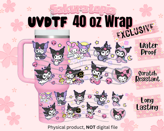 UVDTF 40oz Sanrio Tumbler Anime Wrap, Ready to Use Tumbler UVDTF transfers for tumbler | Ready to Apply UVDTF wraps for 40oz tumbler
