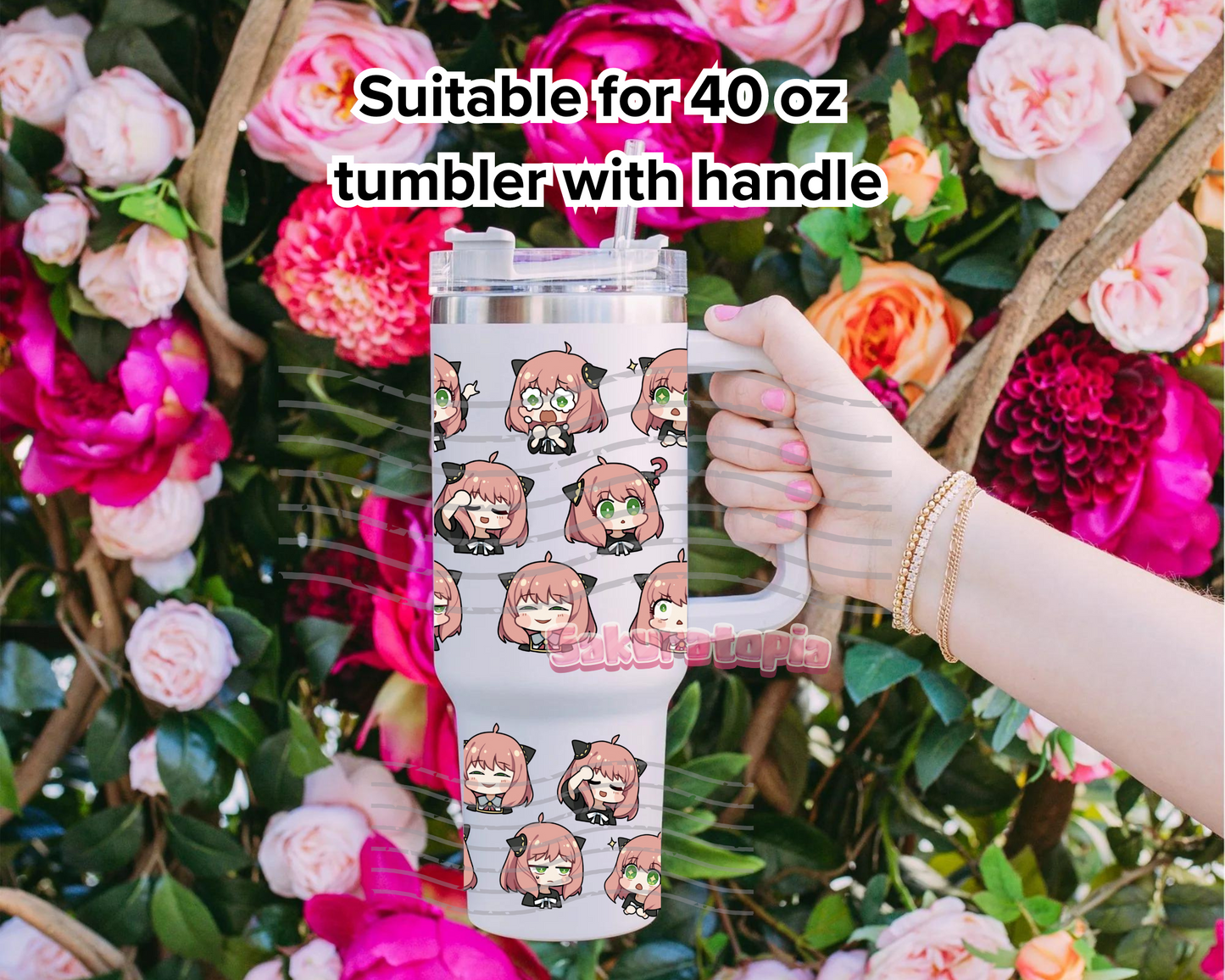 UVDTF 40oz Tumbler Spy x Family Anya Anime Wrap, Ready to Use Tumbler UVDTF transfers for tumbler | Ready to Apply UVDTF wraps for 40oz tumbler