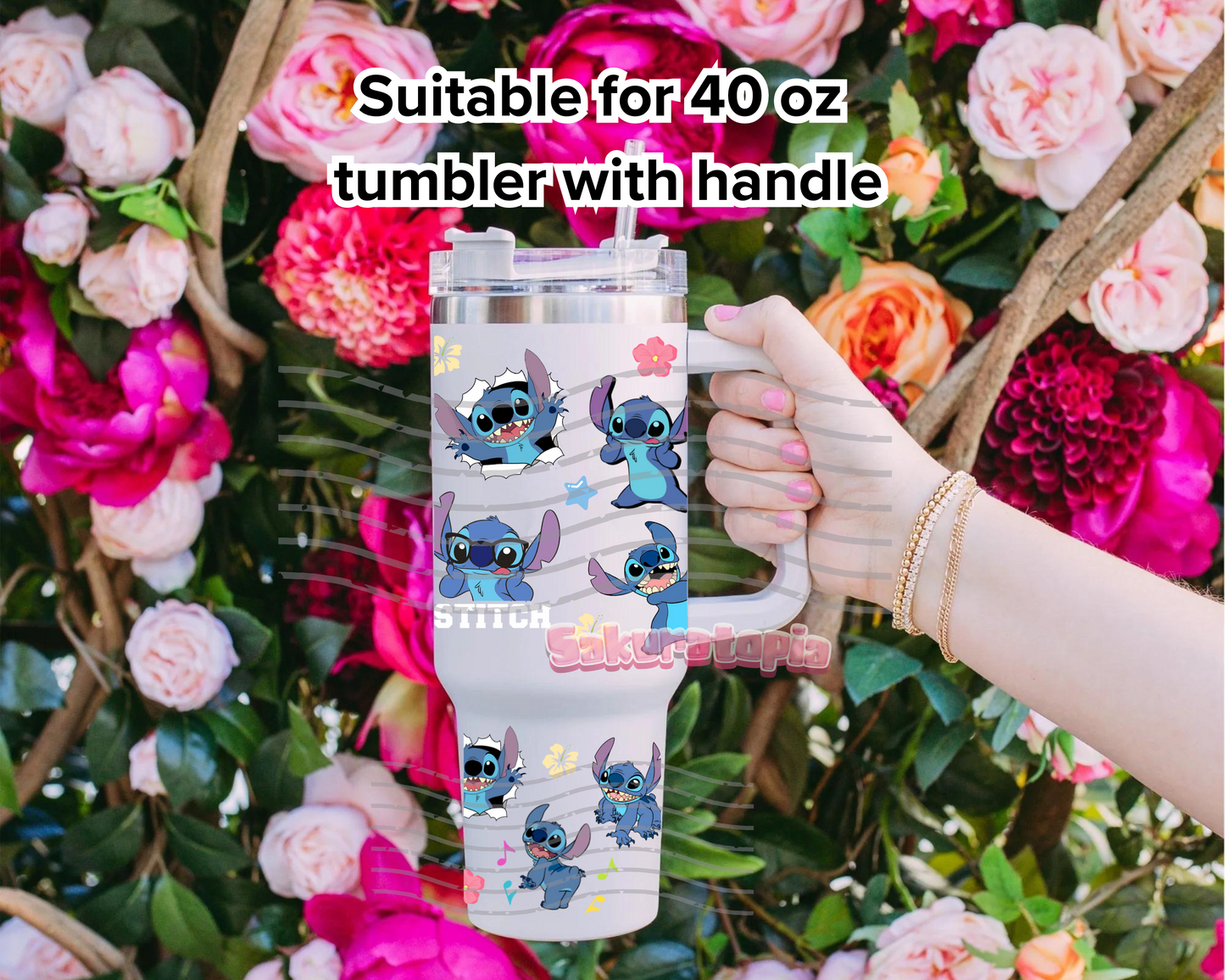 UVDTF 40oz Tumbler Stitch Anime Wrap, Ready to Use Tumbler UVDTF transfers for tumbler | Ready to Apply UVDTF wraps for 40oz tumbler