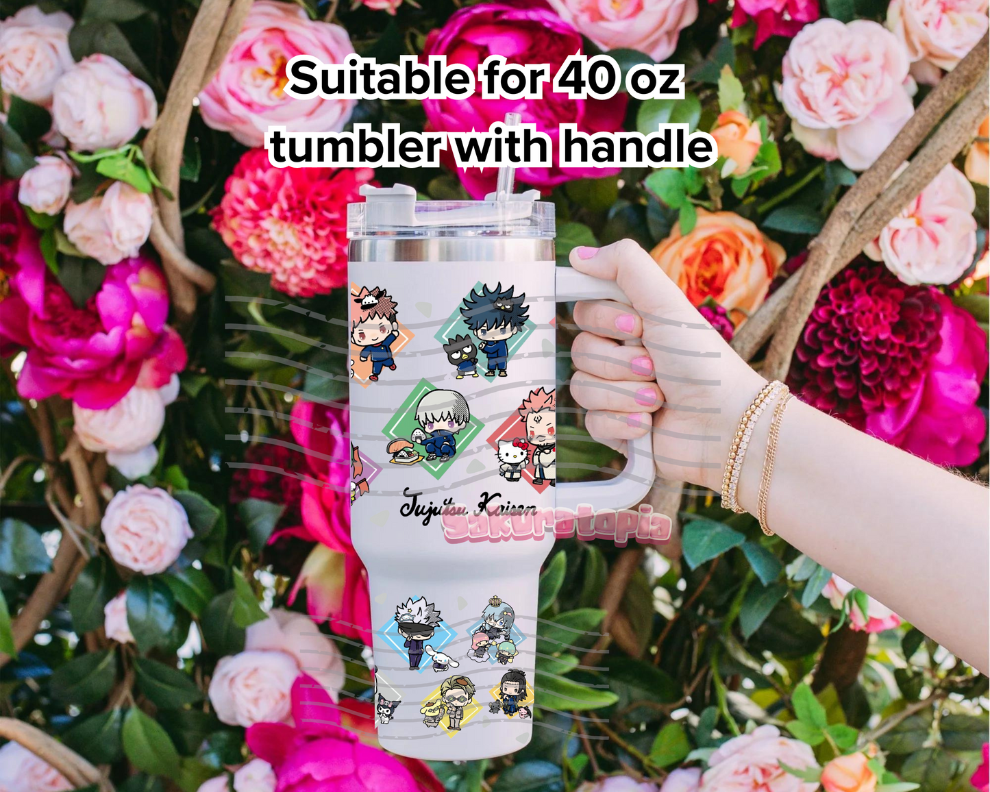 UVDTF 40oz Tumbler jujutsu kaisen Anime Wrap, Ready to Use Tumbler UVDTF transfers for tumbler | Ready to Apply UVDTF wraps for 40oz tumbler