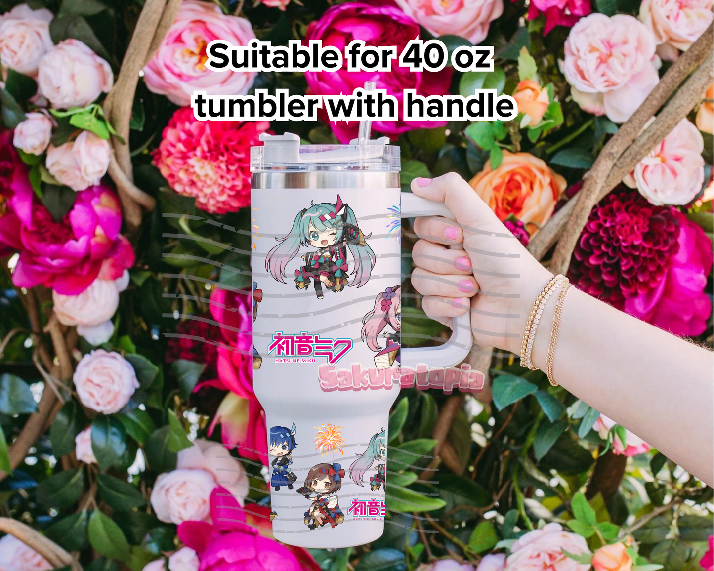 UVDTF 40oz Tumbler Hatsune Miku Anime Wrap, Ready to Use Tumbler UVDTF transfers for tumbler | Ready to Apply UVDTF wraps for 40oz tumbler