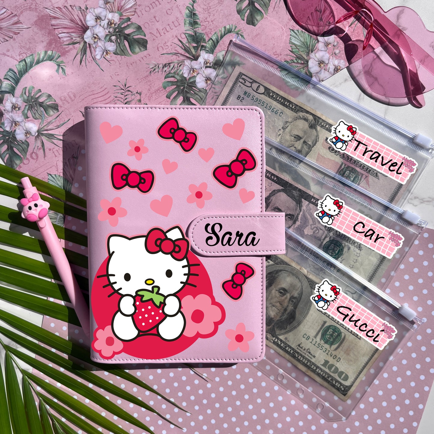 Hello Kitty Personalized Budget Binder with cash envelopes/ label sticker