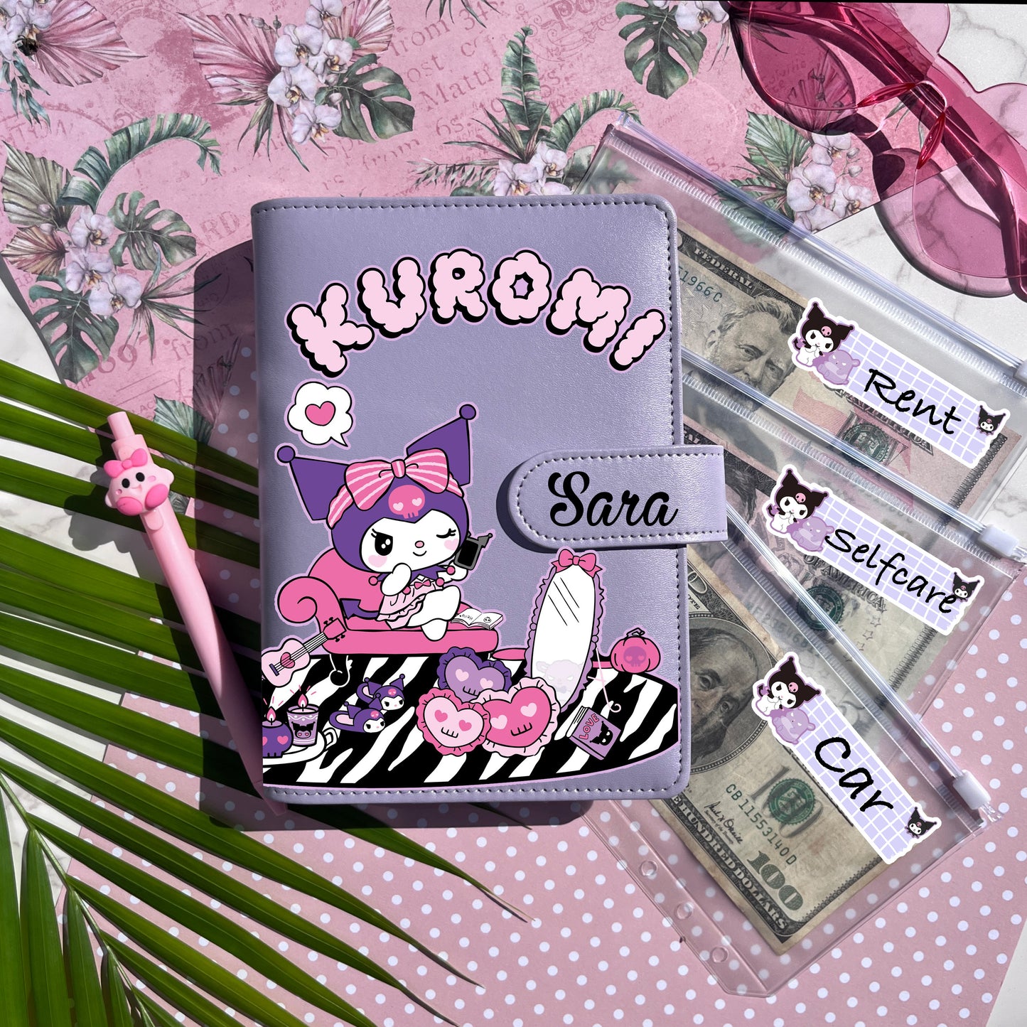 Kuromi Personalized Budget Binder with cash envelopes/ label sticker