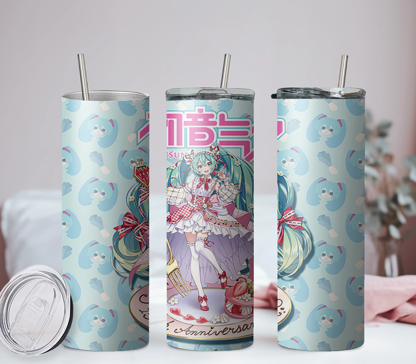 Maker Hikōshiki Hatsune Mix-Hatsune Miku Anime 20oz Tumbler with Straw and Lid