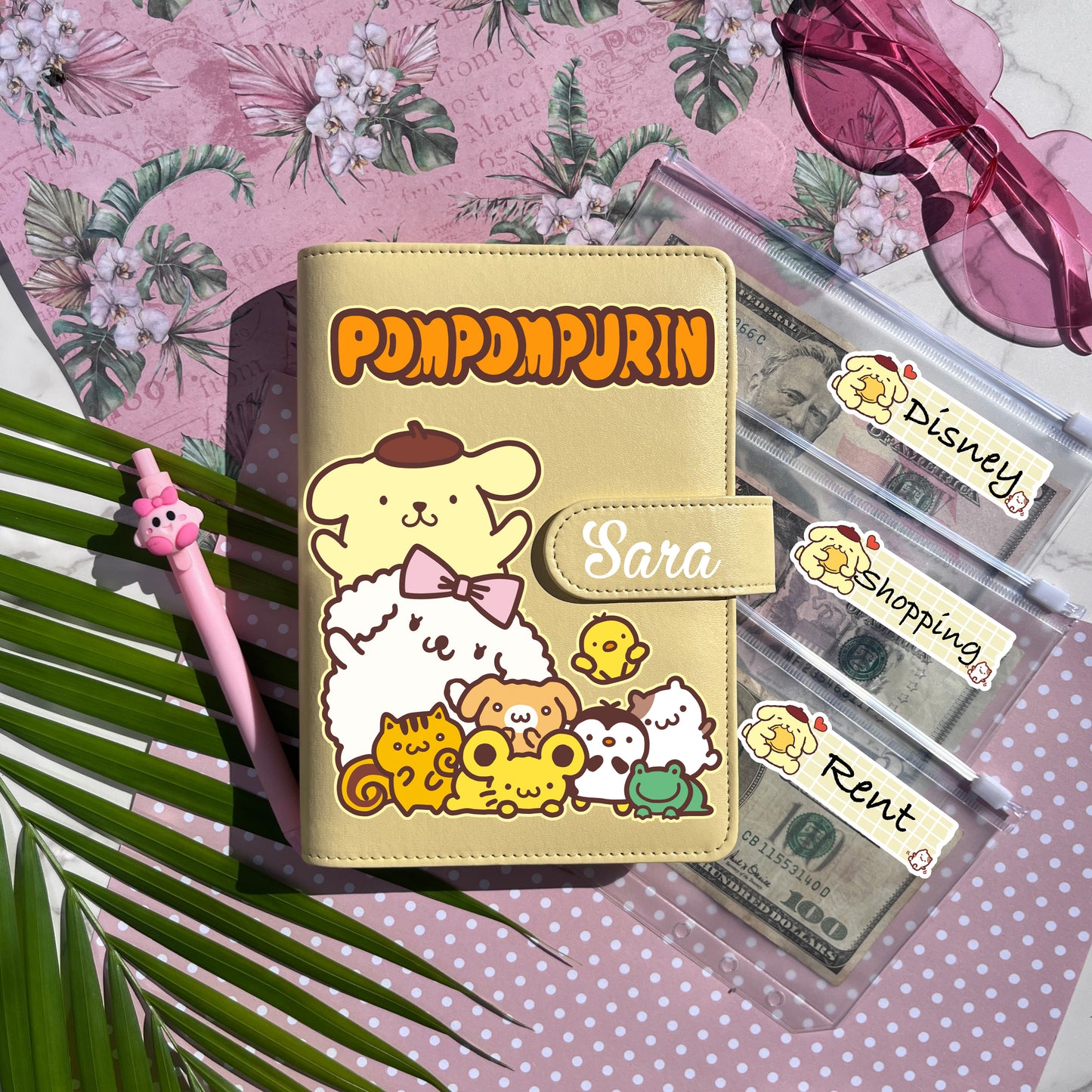 Pompompurin Personalized Budget Binder with cash envelopes/ label sticker